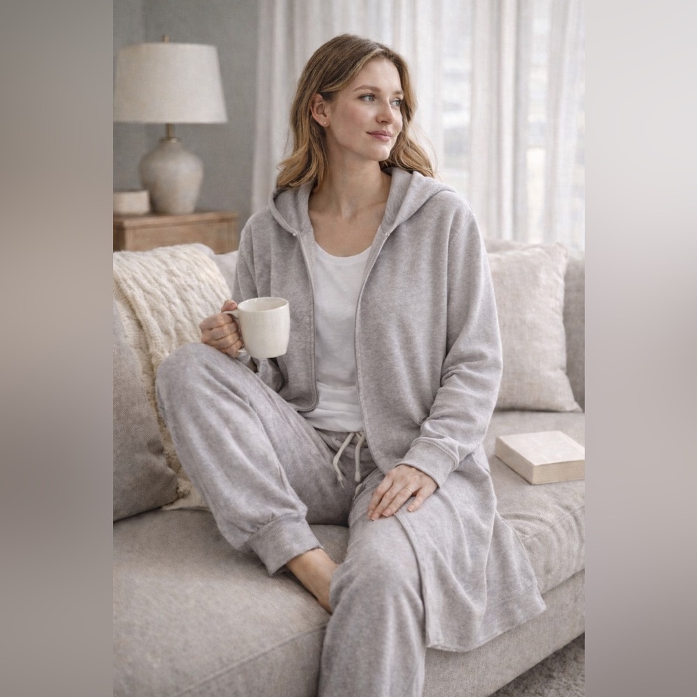 DKNY Grey Lounge Set Small Zip Hoodie Jogger Matching Athleisure